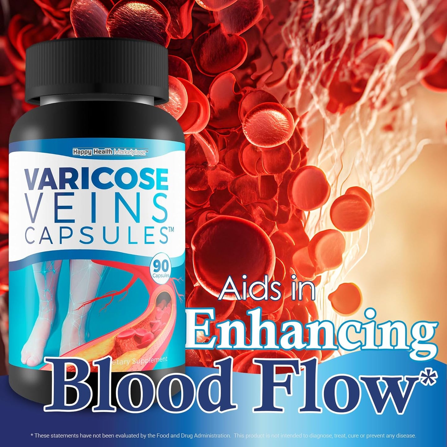 Herbal Varicose Veins Capsules - Natural Supplement for Varicose Vein Treatment in Women - Effective Herbal Remedy for Varicose Veins on Legs