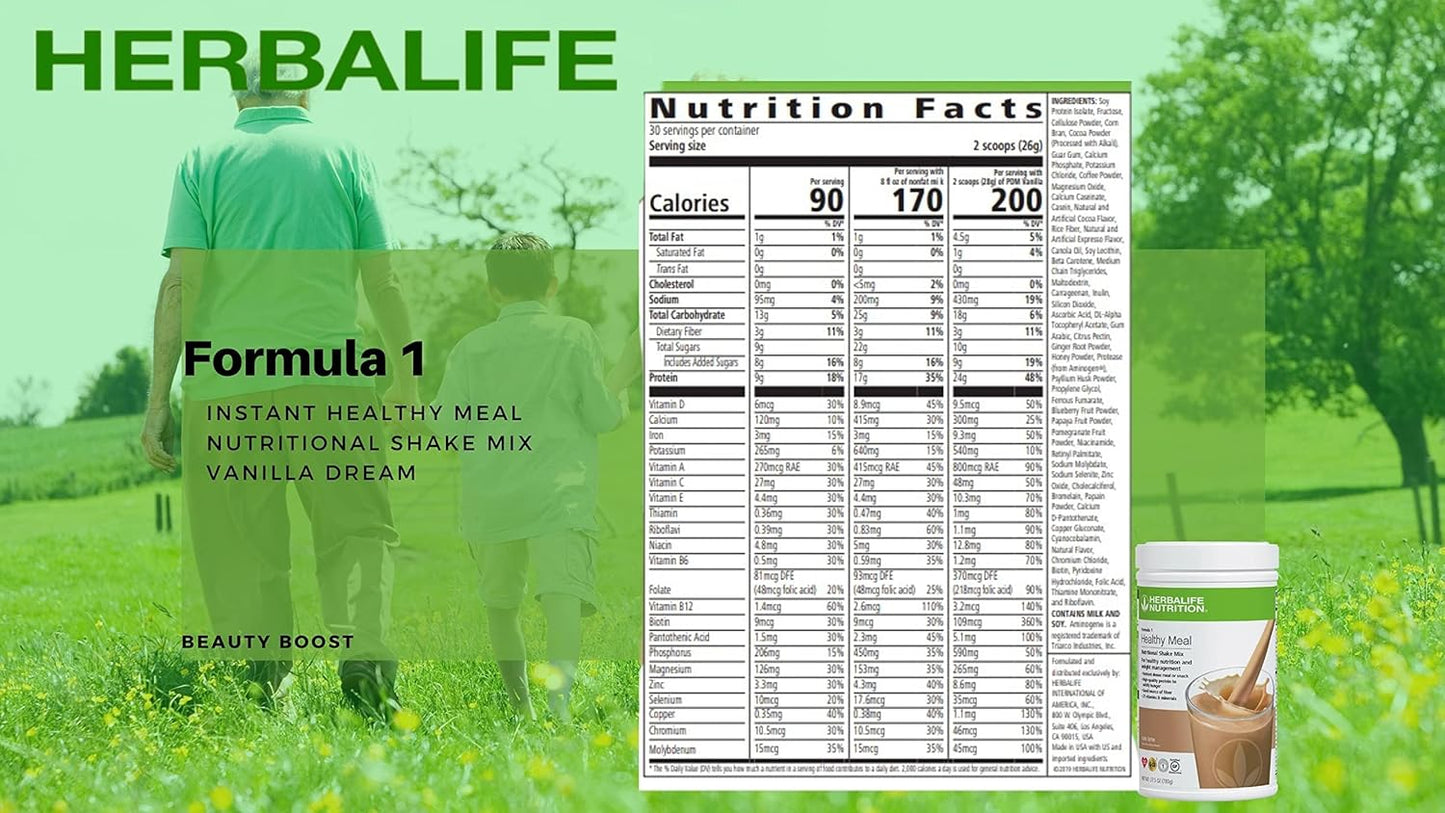 Herbalife Duo Cafe Latte Meal Shake Mix with Personalized Protein Powder for Health