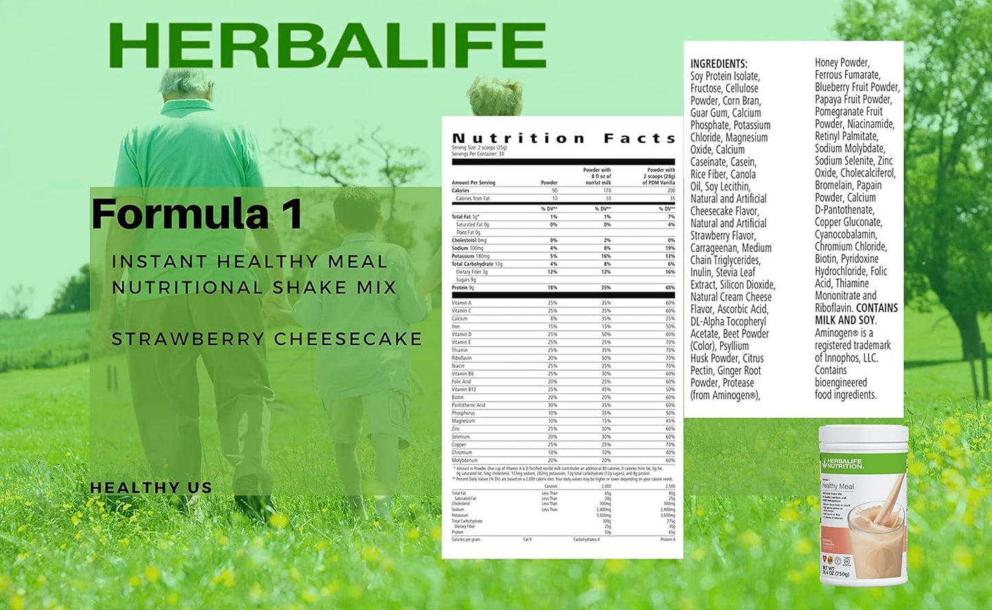 Herbalife Formula 1 Strawberry Cheesecake Combo with Aloe Concentrate, Protein Powder, and Herbal Tea Concentrate