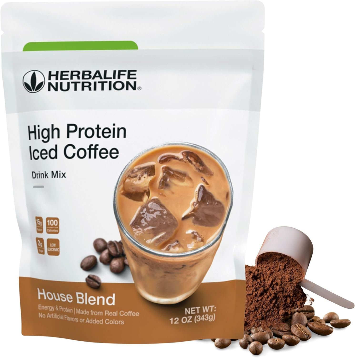 Herbalife Nutrition High Protein Iced Coffee Mix: House Blend 12 oz, Real Coffee, Low Fat, No Artificial Flavors, Energy & Protein