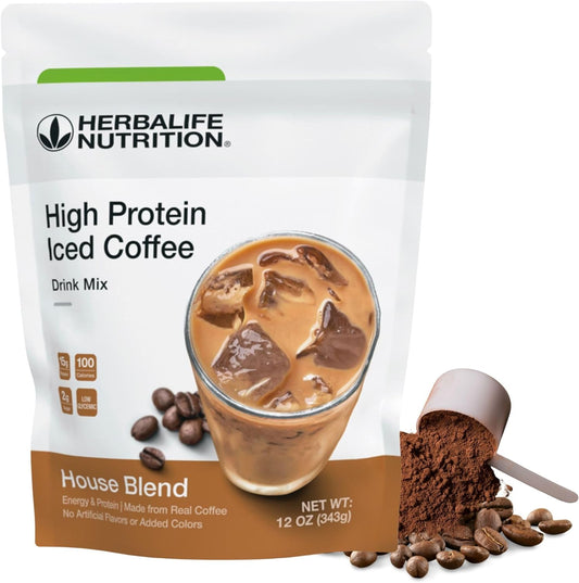 Herbalife Nutrition High Protein Iced Coffee Mix: House Blend 12 oz, Real Coffee, Low Fat, No Artificial Flavors, Energy & Protein