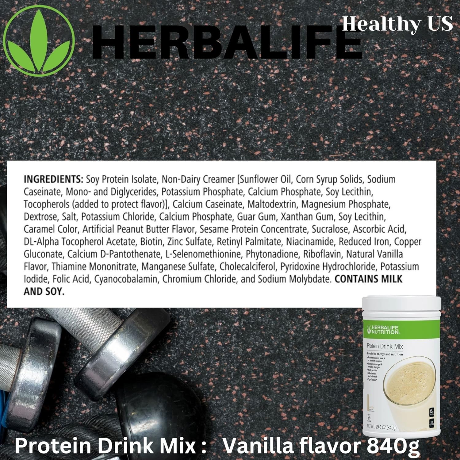 Herbalife Protein Drink Mix: Vanilla Flavor 840g - Nutrient-Dense Healthy Snack with Protein