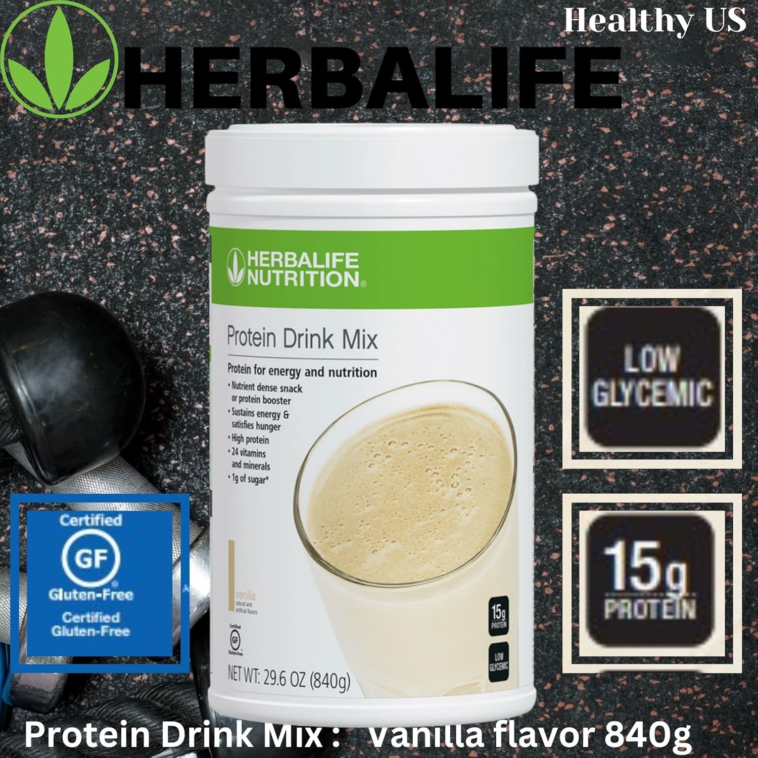 Herbalife Protein Drink Mix: Vanilla Flavor 840g - Nutrient-Dense Healthy Snack with Protein