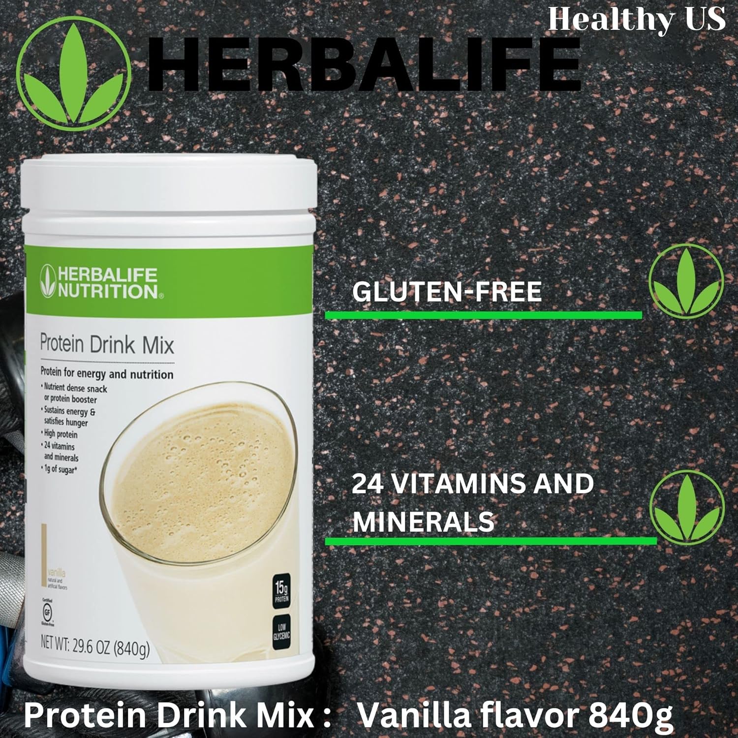 Herbalife Protein Drink Mix: Vanilla Flavor 840g - Nutrient-Dense Healthy Snack with Protein