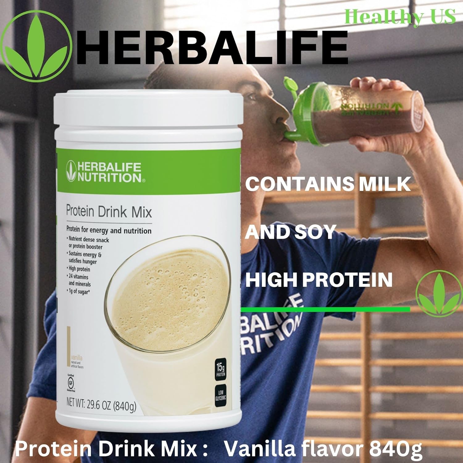 Herbalife Protein Drink Mix: Vanilla Flavor 840g - Nutrient-Dense Healthy Snack with Protein