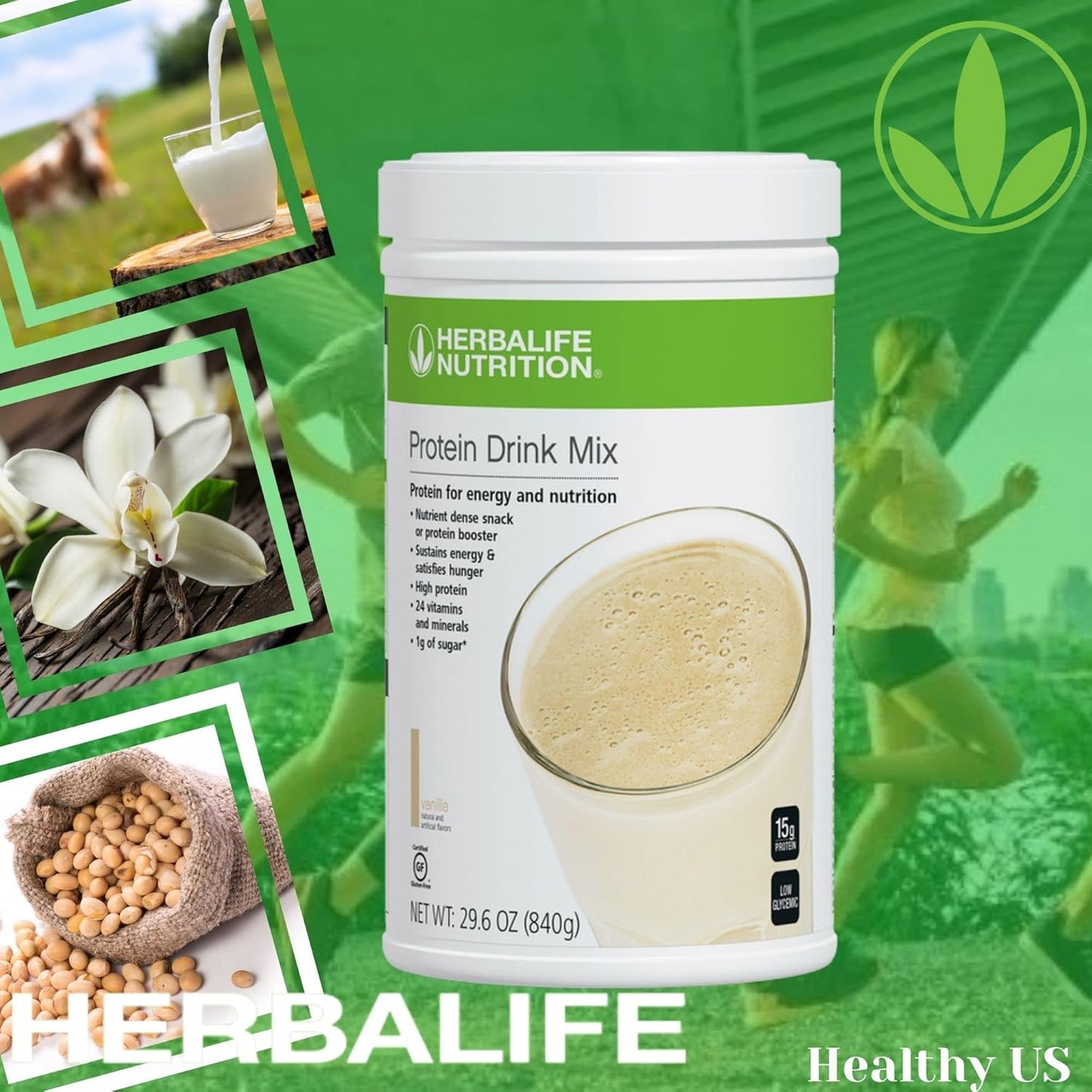Herbalife Protein Drink Mix: Vanilla Flavor 840g - Nutrient-Dense Healthy Snack with Protein