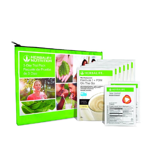 Herbalife Trial Pack: Formula 1+PDM On The Go Protein for Energy, Nutrition, and Hunger Satisfaction, Fiber-Rich with Total Control (Pack of 8)