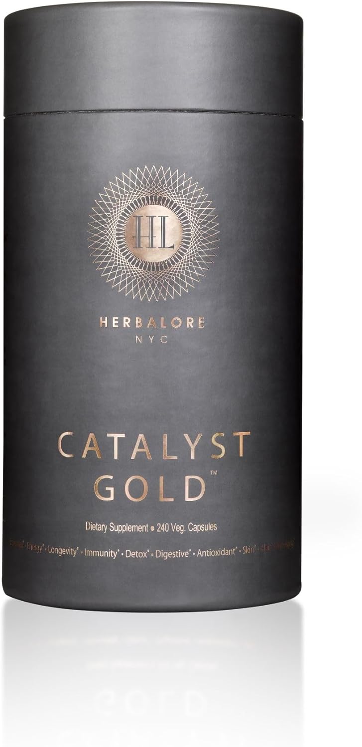 Herbalore Natural Catalyst Gold Superfood Supplement - Boost Immunity, Digestion, Hair, Skin, Nail Health - 240 Capsules