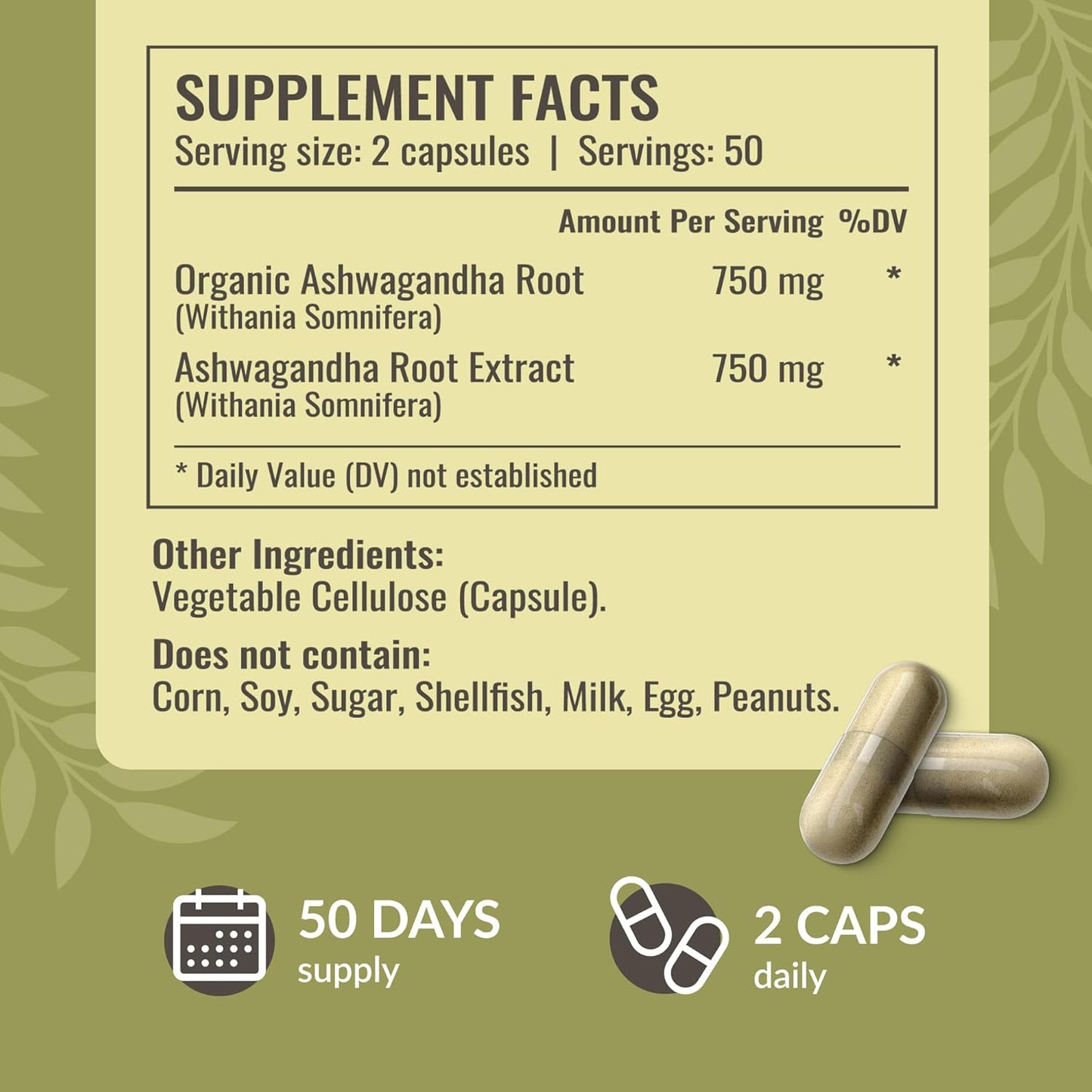 HERBAMAMA Broccoli Sprout and Ashwagandha Root Capsules Bundle - 1000 mg Broccoli Sprout & 1500 mg Ashwagandha Root - Vegan, Non-GMO, Sugar & Gelatin-Free - 2 Pack