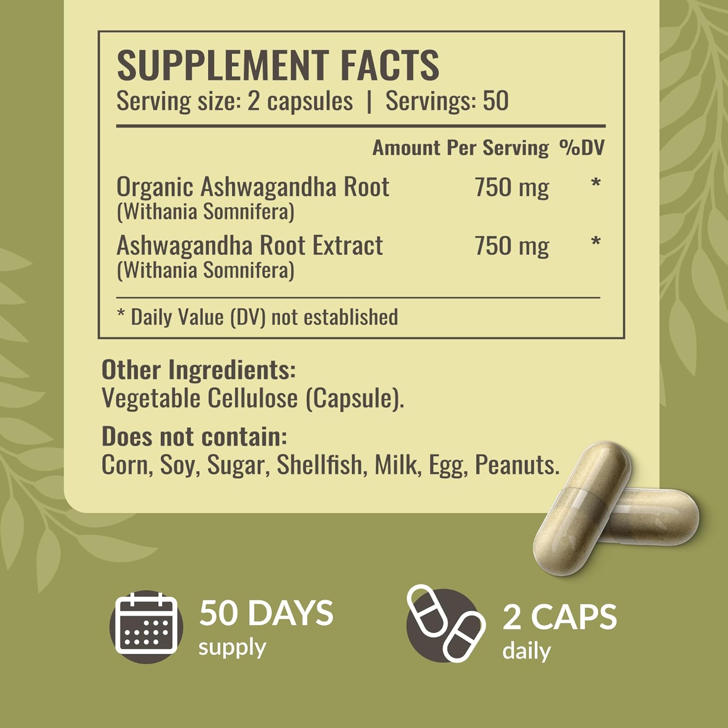 HERBAMAMA Broccoli Sprout and Ashwagandha Root Capsules Bundle - 1000 mg Broccoli Sprout & 1500 mg Ashwagandha Root - Vegan, Non-GMO, Sugar & Gelatin-Free - 2 Pack