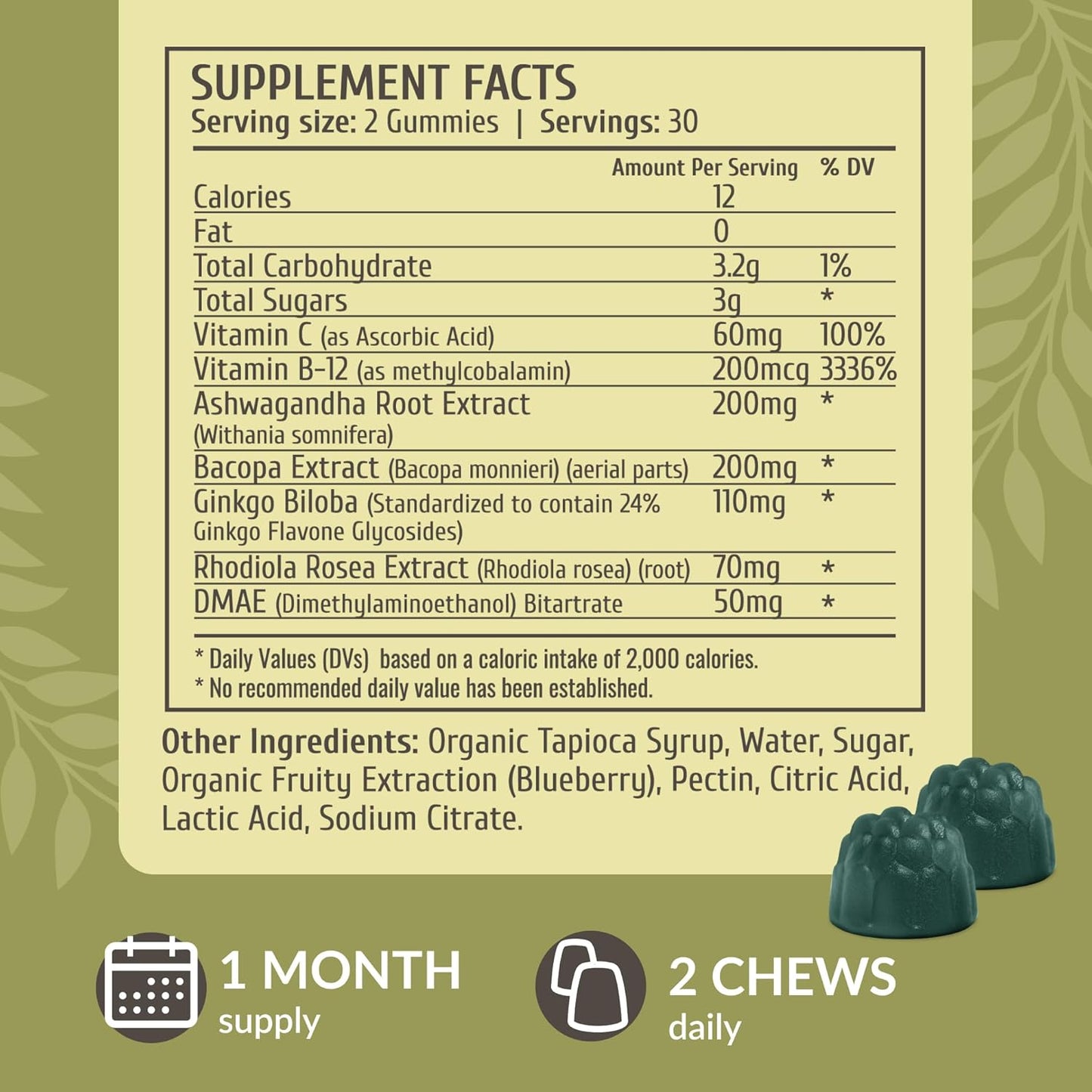 Herbamama L-Tyrosine and Brain Support Gummies Bundle - 1000 mg L-Tyrosine & Brain Complex - Vegan, Non-GMO - 2 Pack