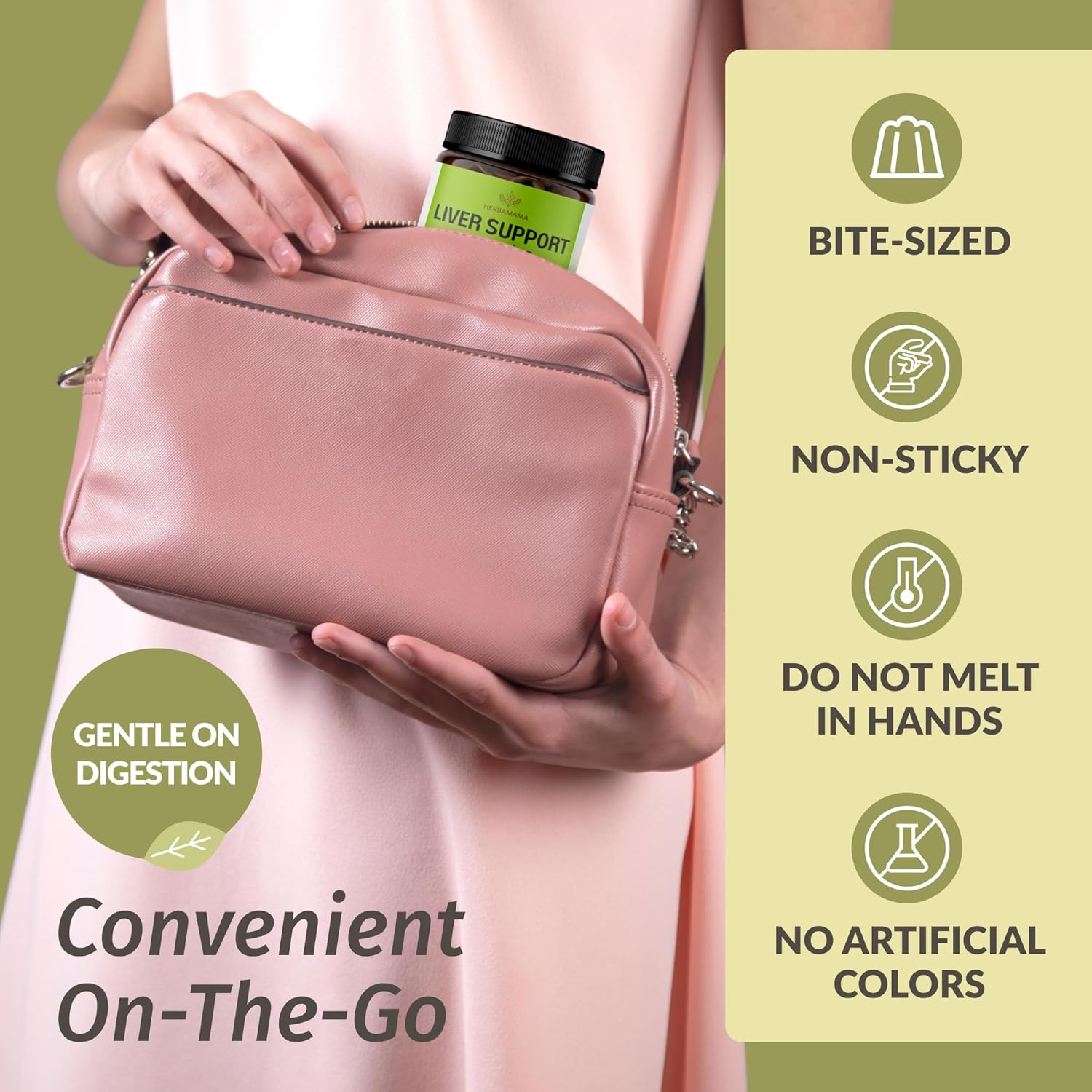 Herbamama Liver Detox Gummies - Vegan Herbal Complex for Liver Cleanse - Non-GMO Support Supplement - 60 Apple-Flavored Chews - BoostGo Australia