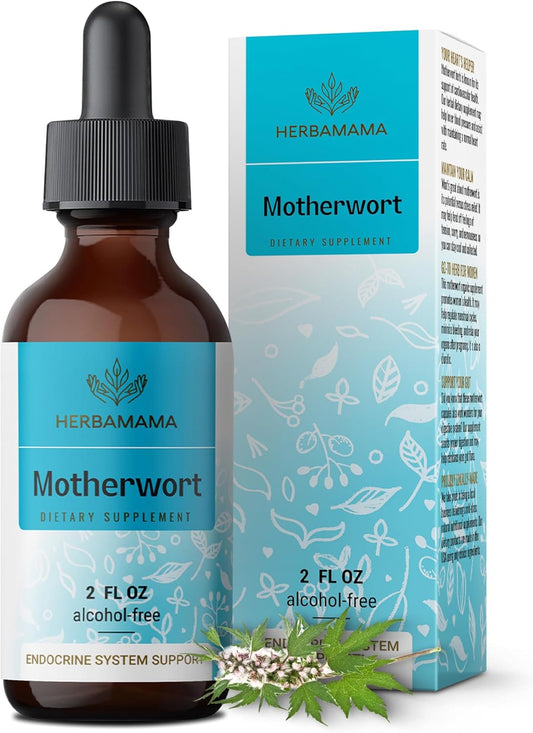 HERBAMAMA Motherwort Tincture - Vegan Herb Extract Drops for Women's Support - Non-GMO Liquid Relaxation Supplement, 28-Day Supply