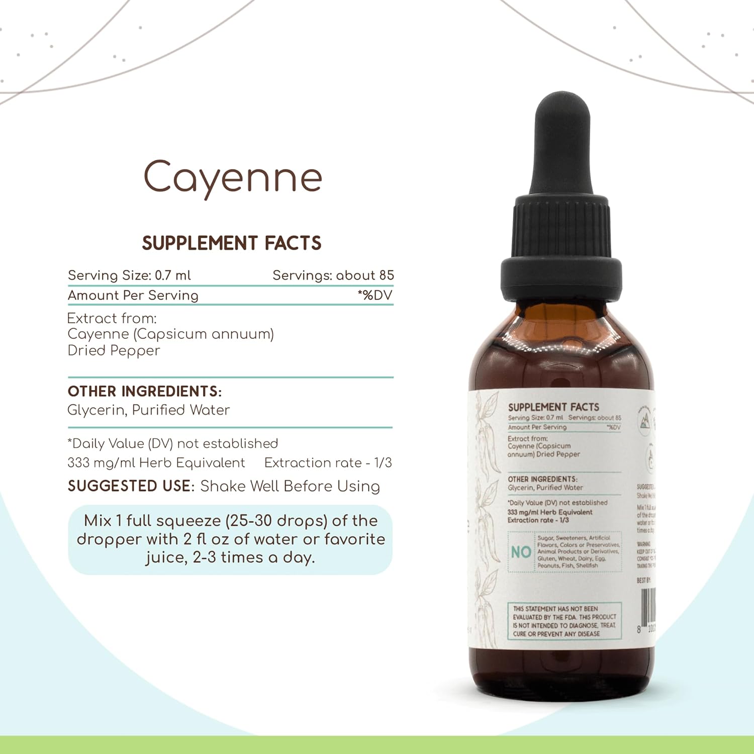 HerbEra Cayenne B60 Herbal Extract Tincture - Alcohol-Free Concentrated Liquid Drops 2 fl oz