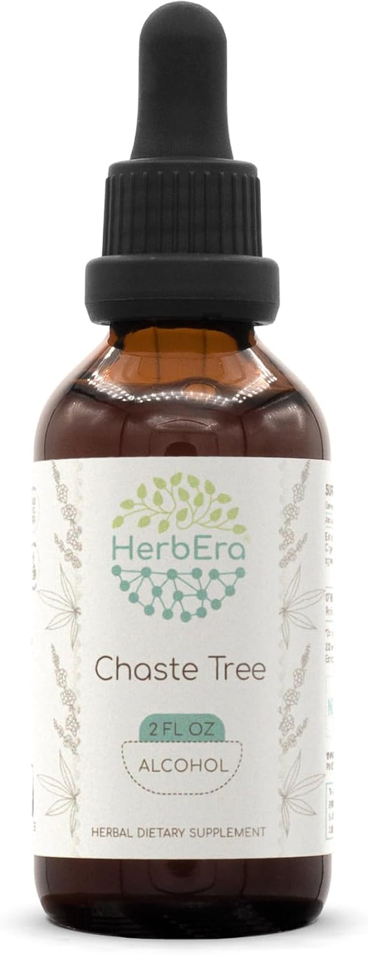 HerbEra Chaste Tree A60 Alcohol Herbal Extract Tincture - Natural Vitex Agnus-Castus Dried Berry Drops (2 fl oz)