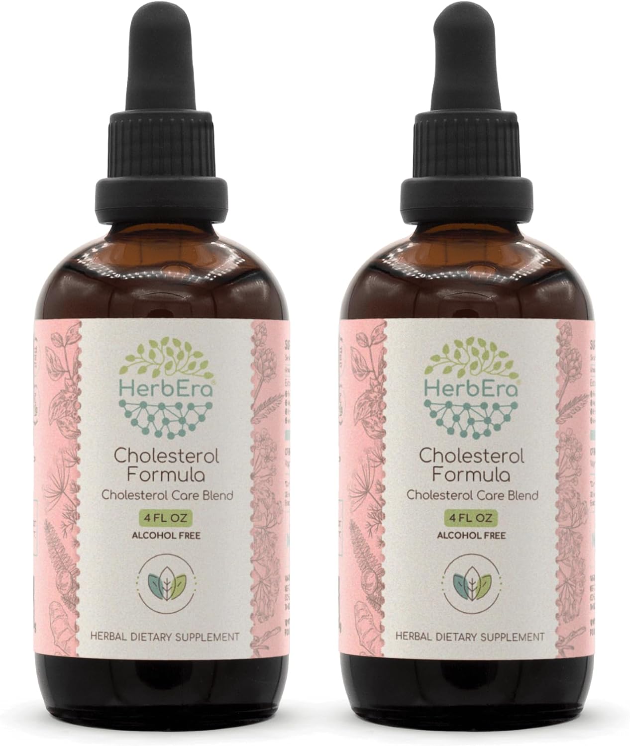 HerbEra Cholesterol Care Tincture: Artichoke, Hawthorn, Fennel, Turmeric, Amla - 2 Pack of 4 fl oz Bottles