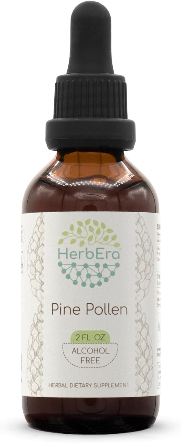 HerbEra Pine Pollen Alcohol-Free Herbal Extract Tincture - Concentrated Liquid Drops (Song Hua Fen, Scots Pine, Pinus Sylvestris) 2 fl oz