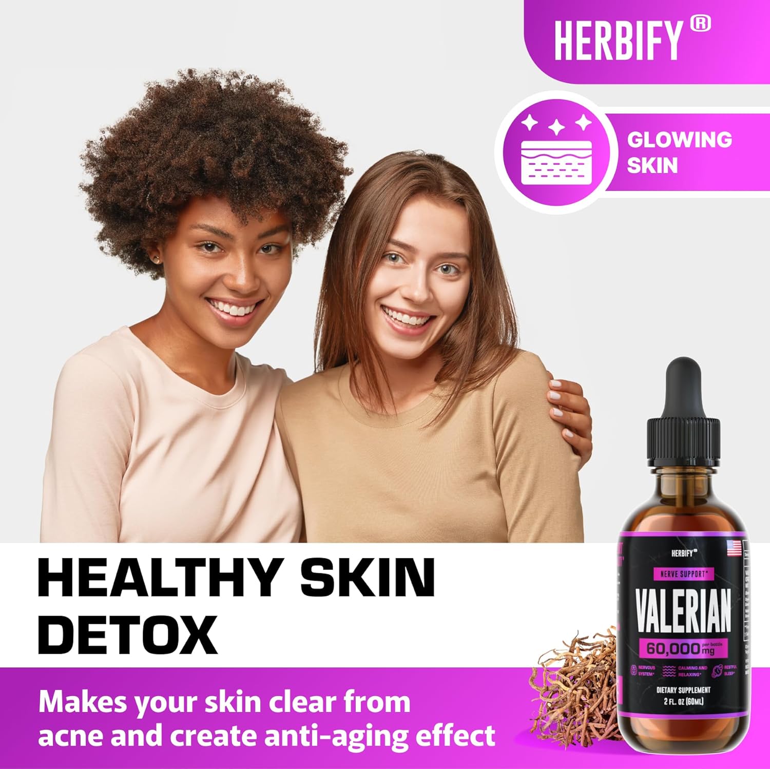 Herbify Bundle: K2 and D3 Drops with Valerian Root Tincture for Bone Strength and Nervous System Support