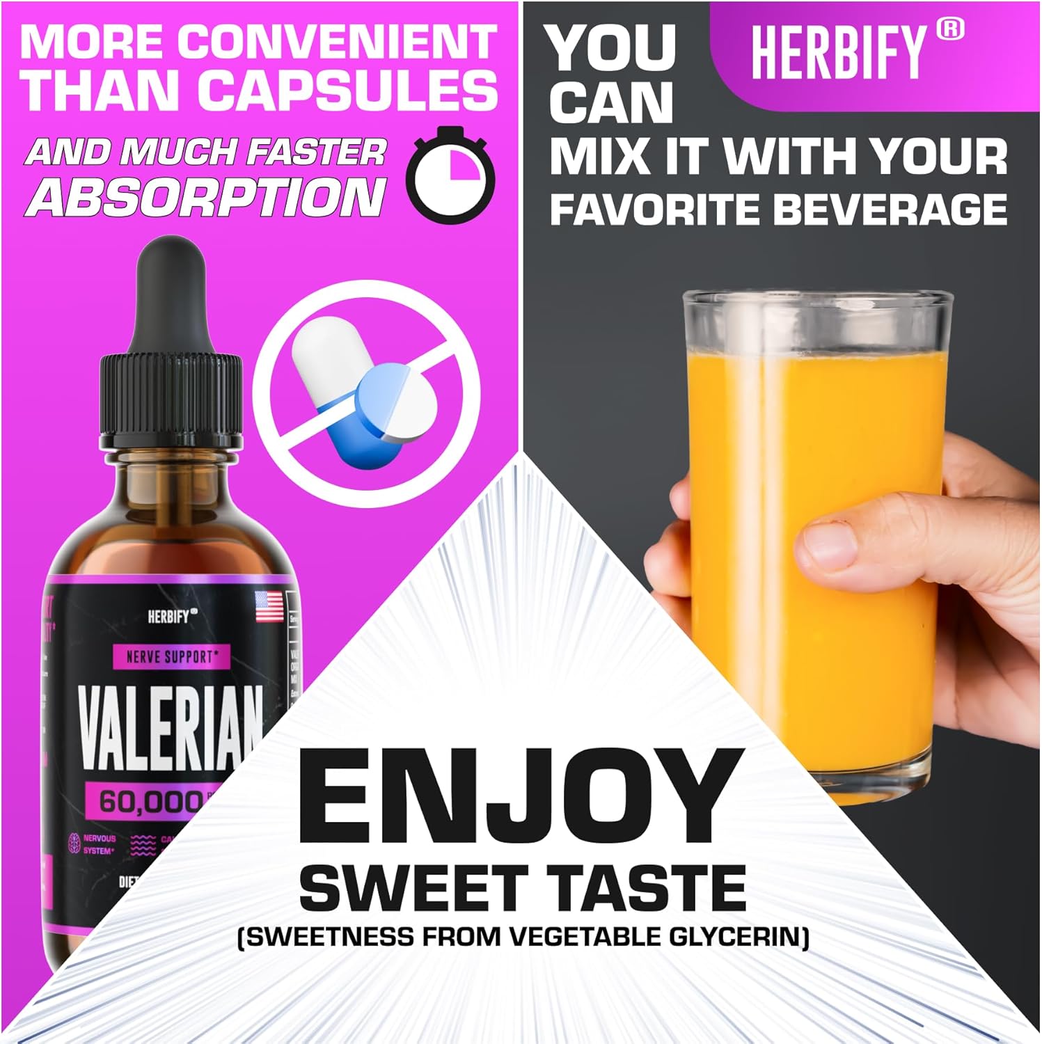 Herbify Bundle: K2 and D3 Drops with Valerian Root Tincture for Bone Strength and Nervous System Support