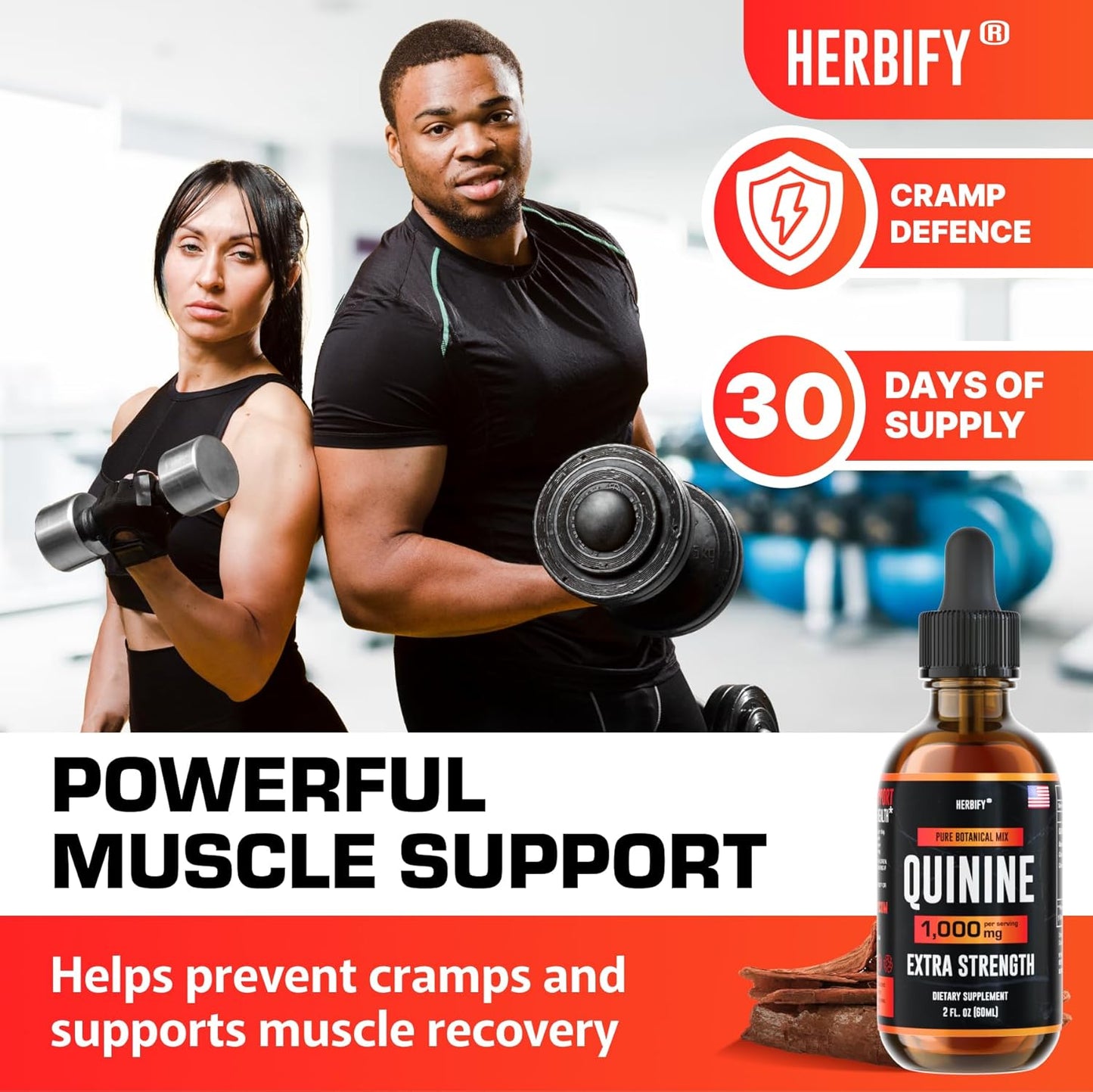 Herbify Quinine Tincture - Liquid Extract for Digestive Health & Leg Cramps - Cinchona Supplement for Enhanced Absorption - 2oz Made in USA for Men & Women