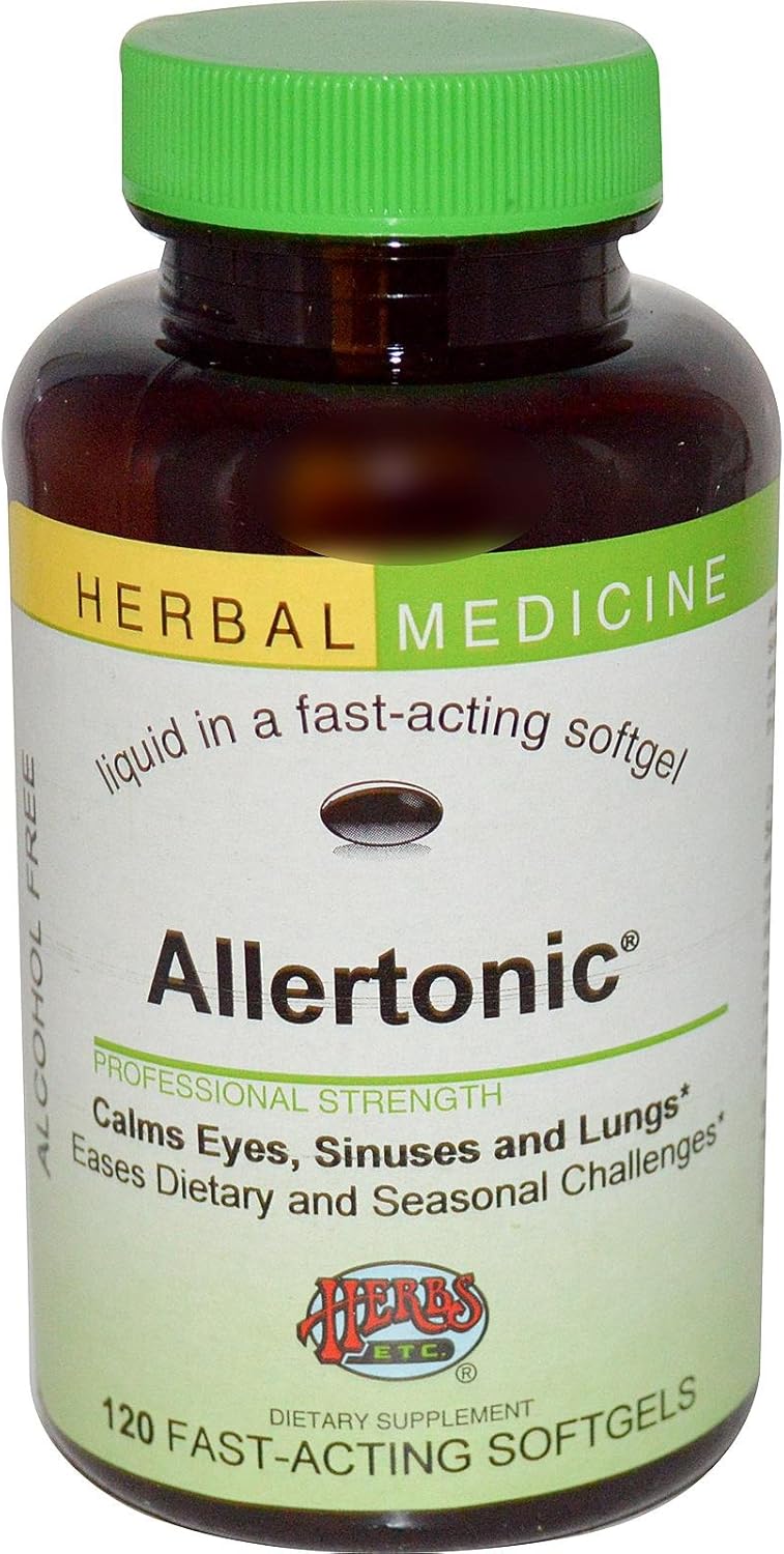 Herbs Etc. Allertonic Softgels - Natural Support for Healthy Breathing & Lung Health - Seasonal Discomfort Relief - Contains Stinging Nettle - 120 Servings