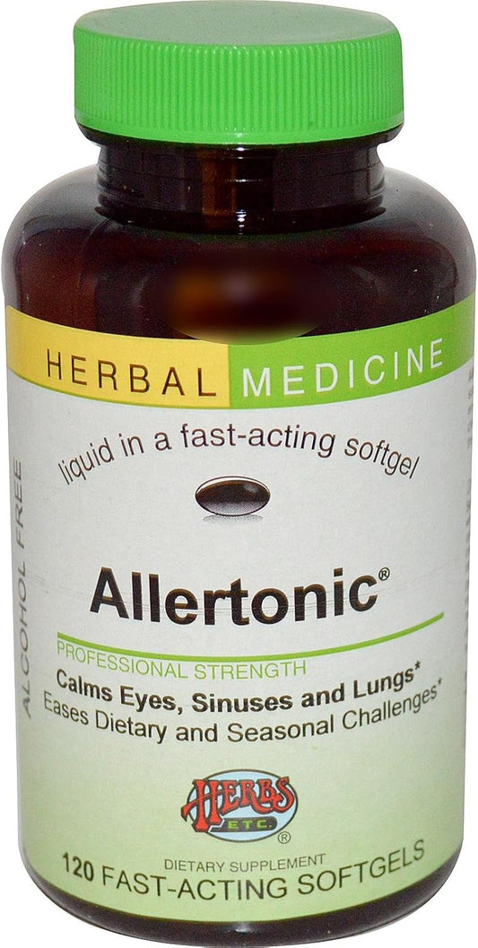 Herbs Etc. Allertonic Softgels - Natural Support for Healthy Breathing & Lung Health - Seasonal Discomfort Relief - Contains Stinging Nettle - 120 Servings