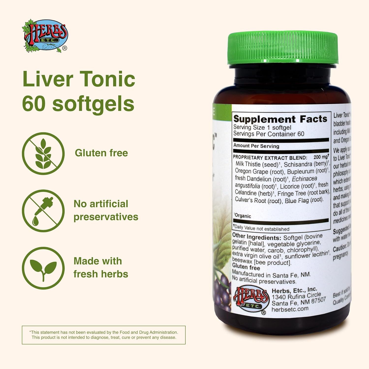 Herbs Etc Liver Tonic Capsules - 60 Count Bottle