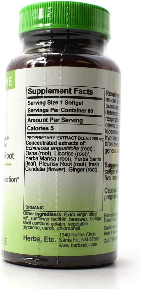 Herbs Etc. Respiratonic Softgel Supplement - 60 Capsules for Respiratory Health