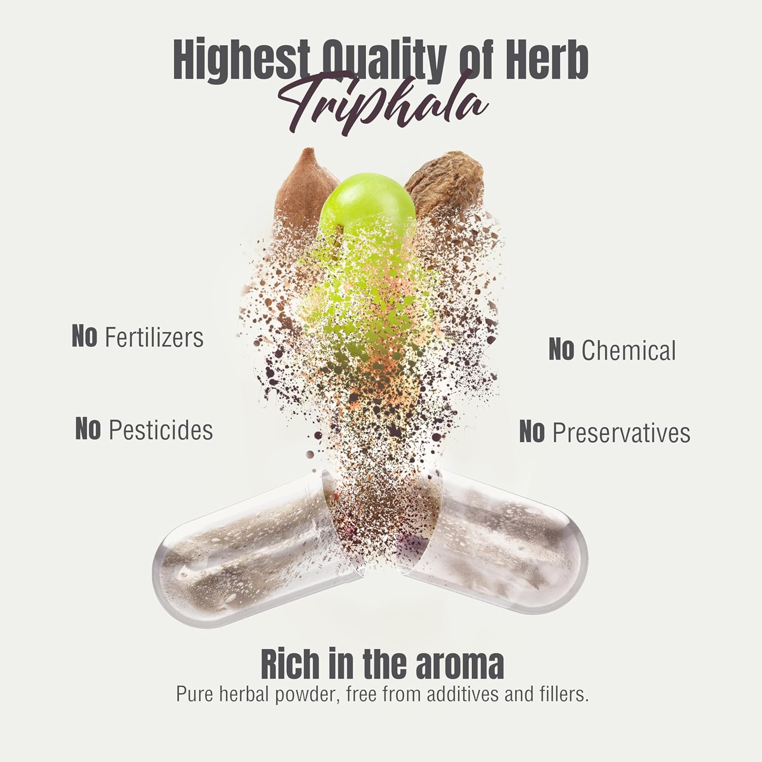 Herbsforever Triphala Capsules Extract 8:1 Ratio - 40% Amla, Haritaki & Bibhitaki - Daily Detox, Cleanse & Rejuvenate - 60 Veg Caps