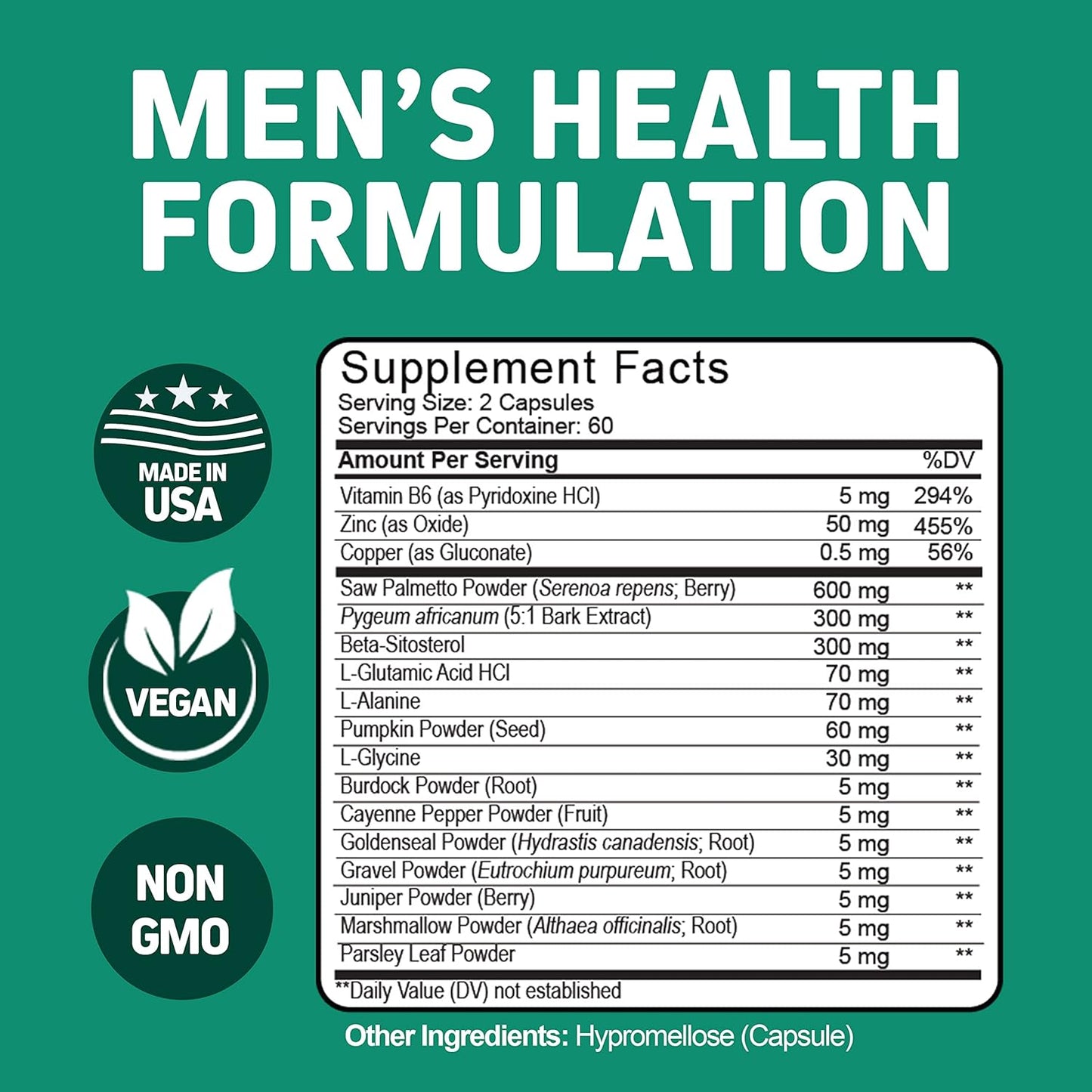 Herbtonics Foli-Tonic Hair Loss Supplement with DHT Blocker for Men's Health - Promotes Thicker Hair Growth and Supports Prostate Health