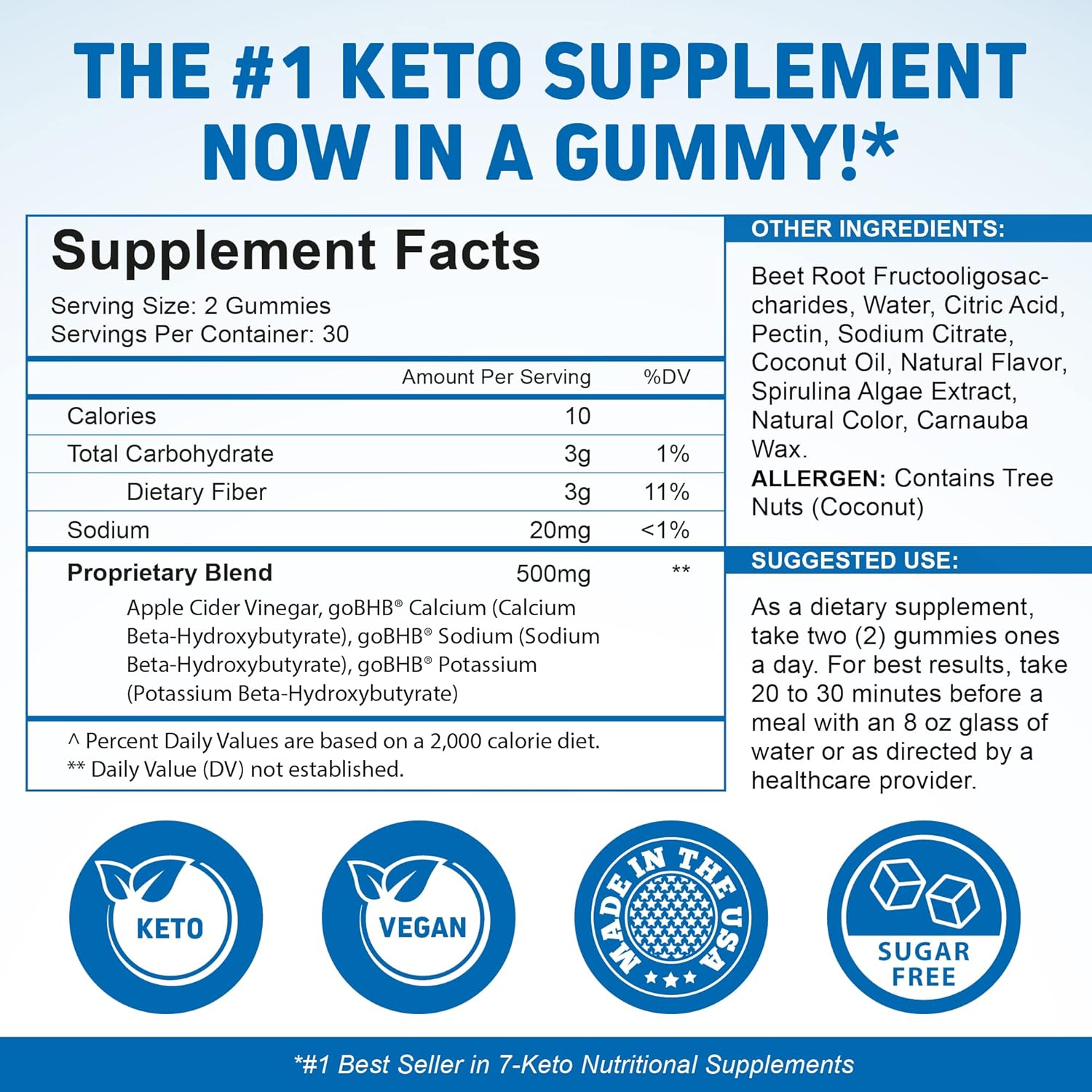 Herbtonics Keto ACV Gummies - Digestion & Detox - Sugar Free BHB Formula - Raw Apple Cider Vinegar - 120 Vegan Gummies