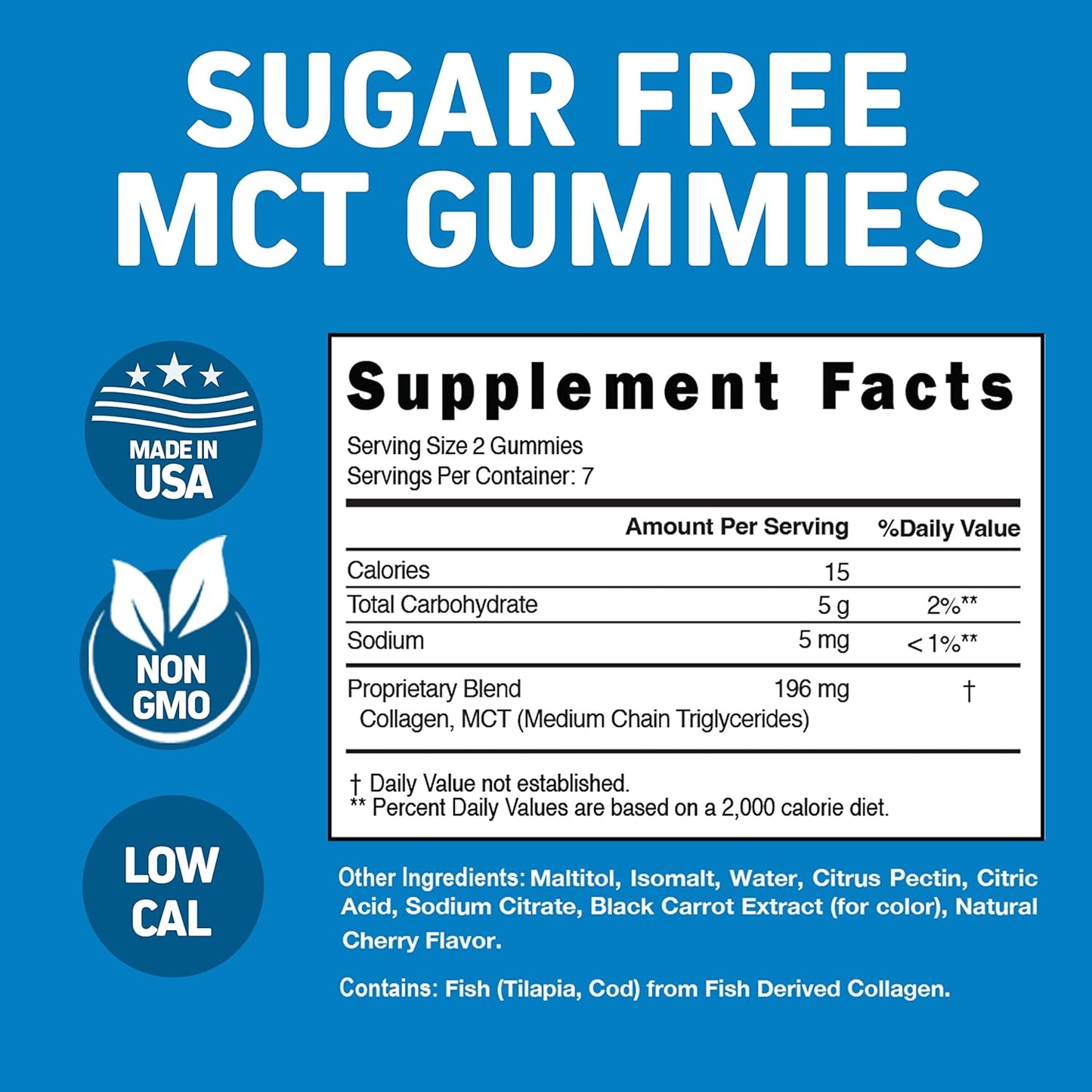 Herbtonics Multi Collagen Gummies with Biotin for Hair Growth - Type 1,2,3,5 & 10 | Keto Gummies with MCT - Sugar Free Anti Aging Supplement for Skin, Nails & Strength