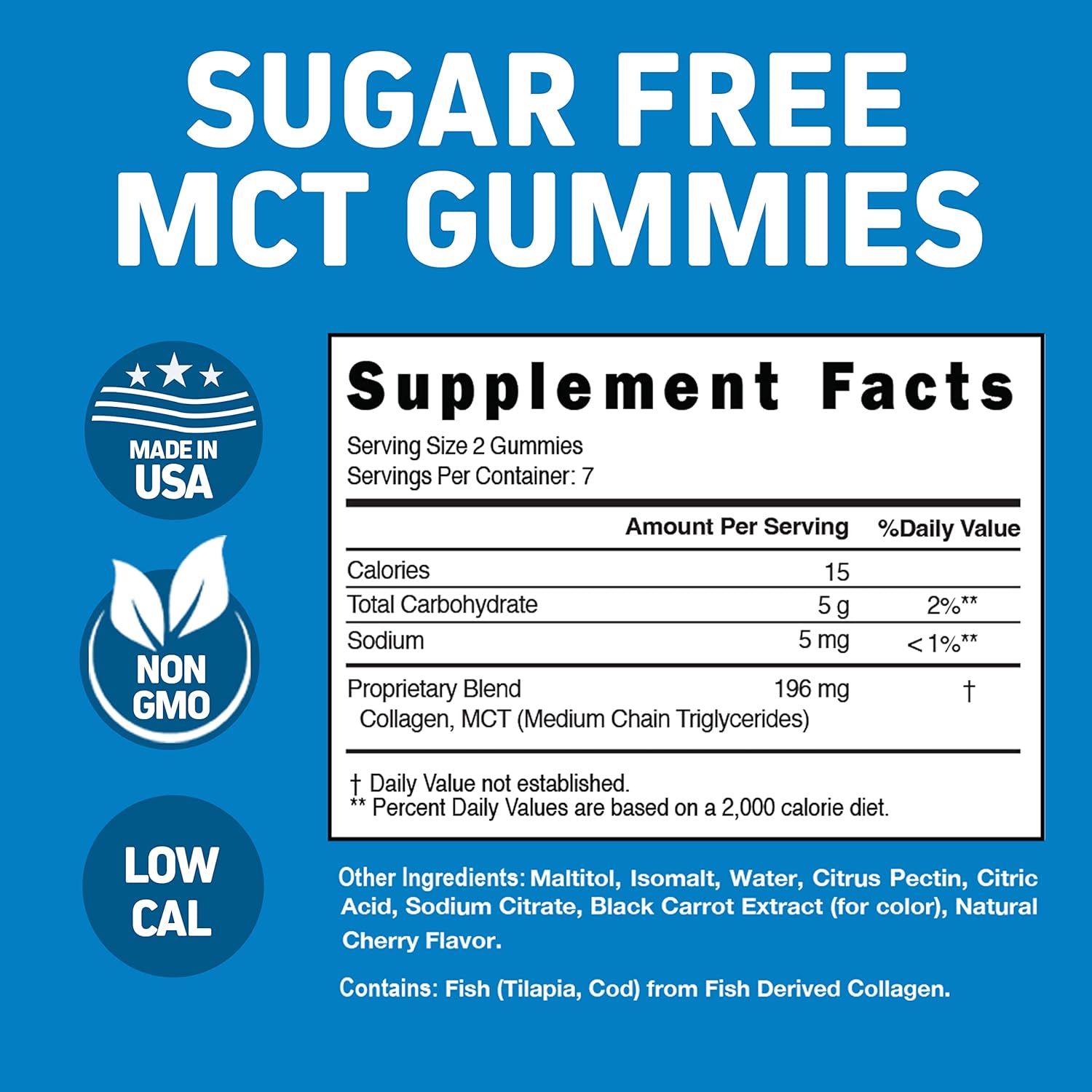 Herbtonics Multi Collagen Gummies with Biotin for Hair Growth - Type 1,2,3,5 & 10 | Keto Gummies with MCT - Sugar Free Anti Aging Supplement for Skin, Nails & Strength