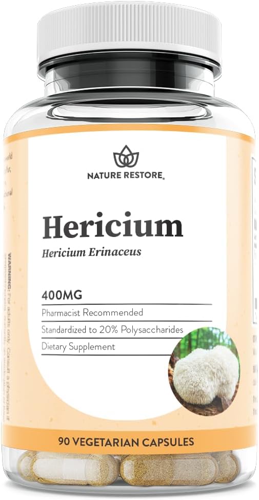 Hericium Erinaceus Extract Mushroom Supplement, 90 Capsules, High in Polysaccharides