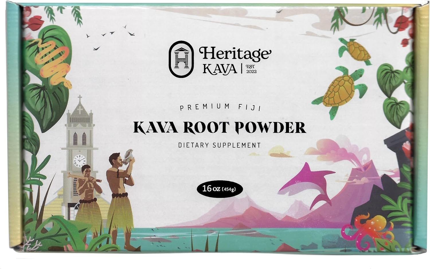 Heritage Kava Premium Fiji Noble Kava Root Powder - 16 Ounces/1 Pound