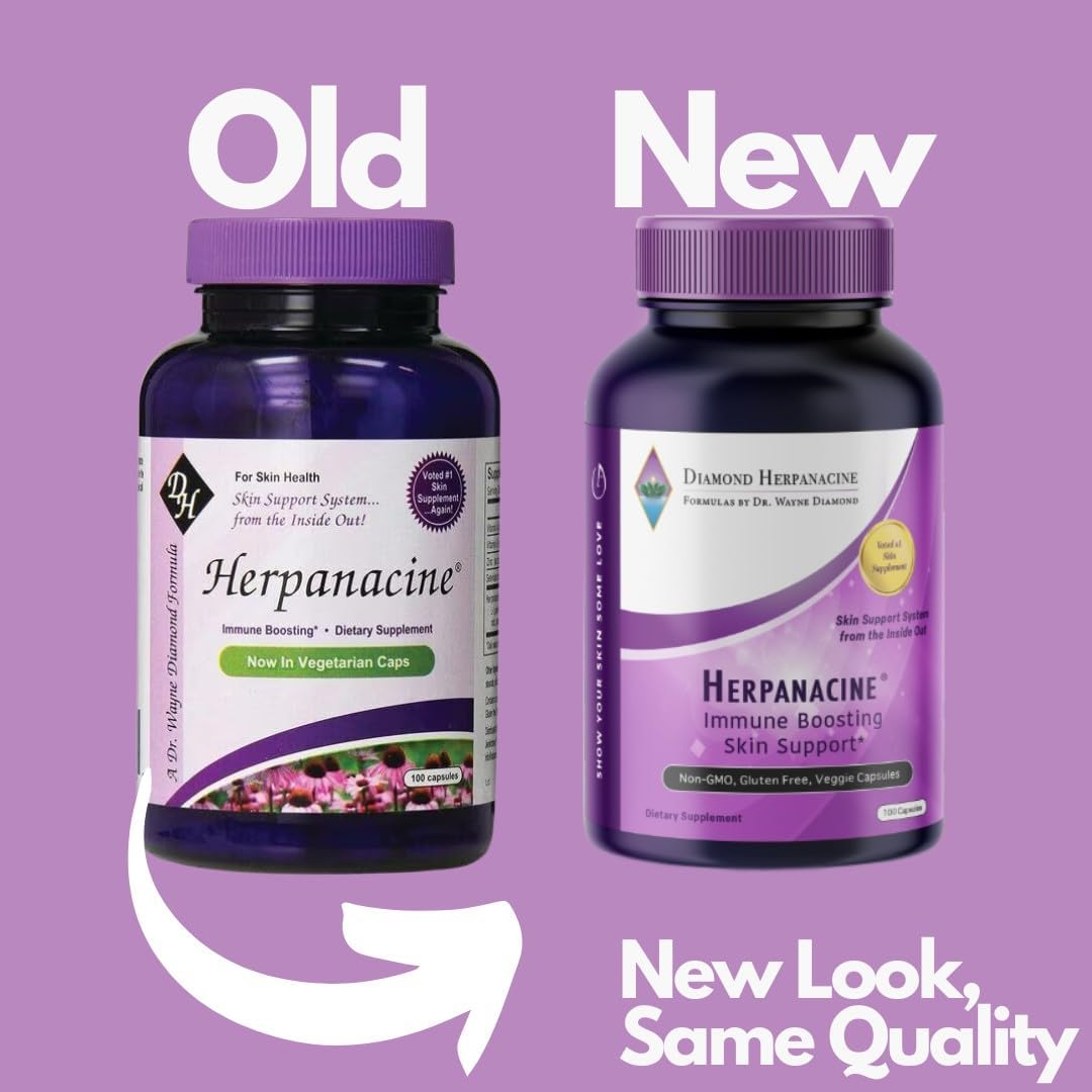 Herpanacine Diamond Natural Skin Care and Immune Support Vitamins - Clear Skin & Immune System Support - Natural Ingredients - 100 Count