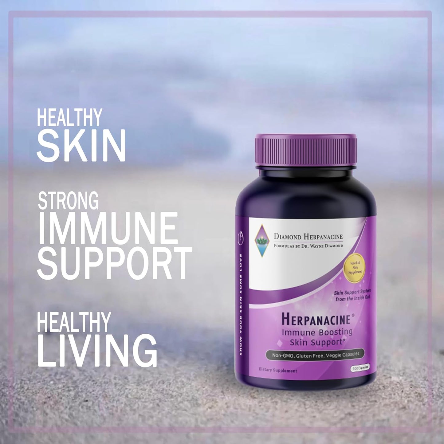 Herpanacine Diamond Natural Skin Care and Immune Support Vitamins - Clear Skin & Immune System Support - Natural Ingredients - 100 Count