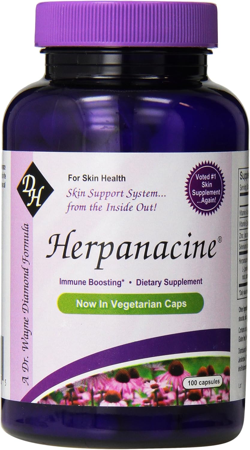Herpanacine Skin Support Supplement with Diamond Herpanacine - 100 Capsules, 3 Pack