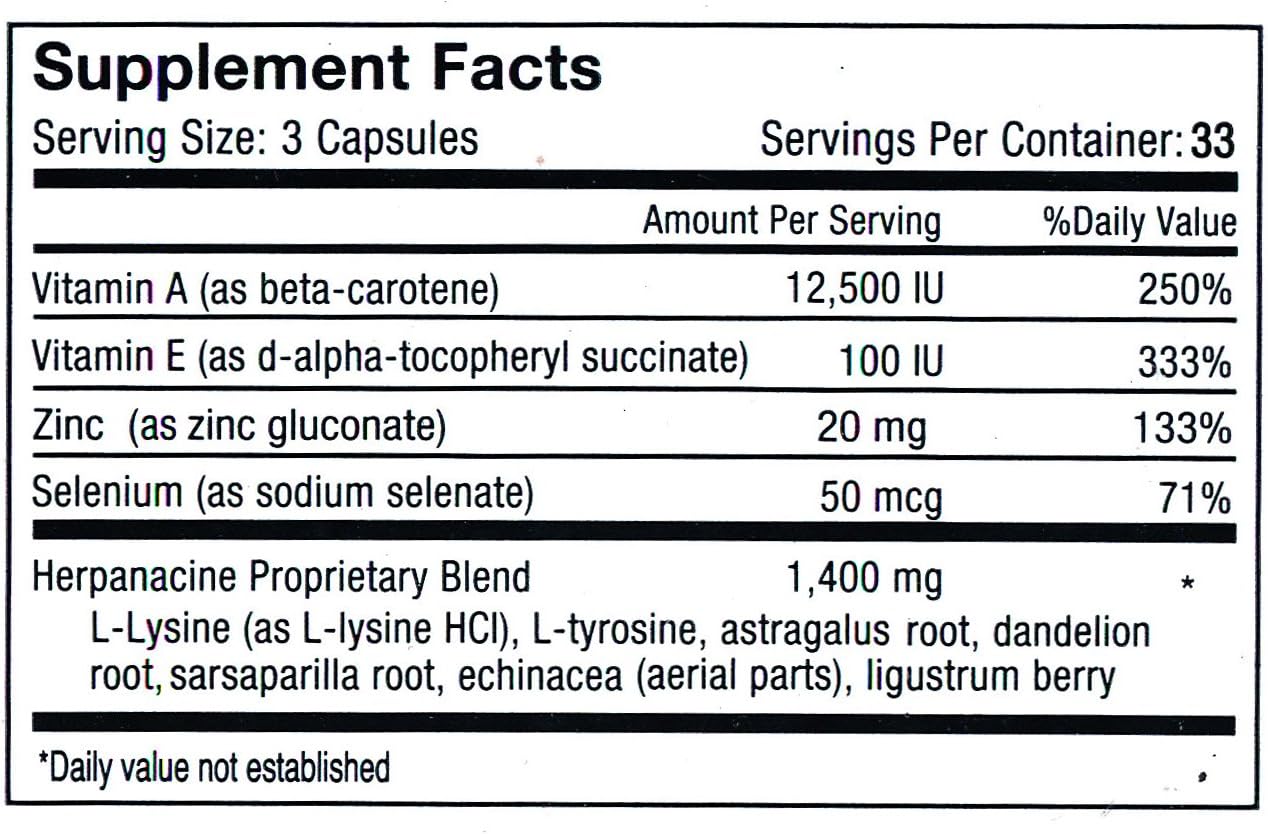 Herpanacine Skin Support Supplement with Diamond Herpanacine - 100 Capsules, 3 Pack