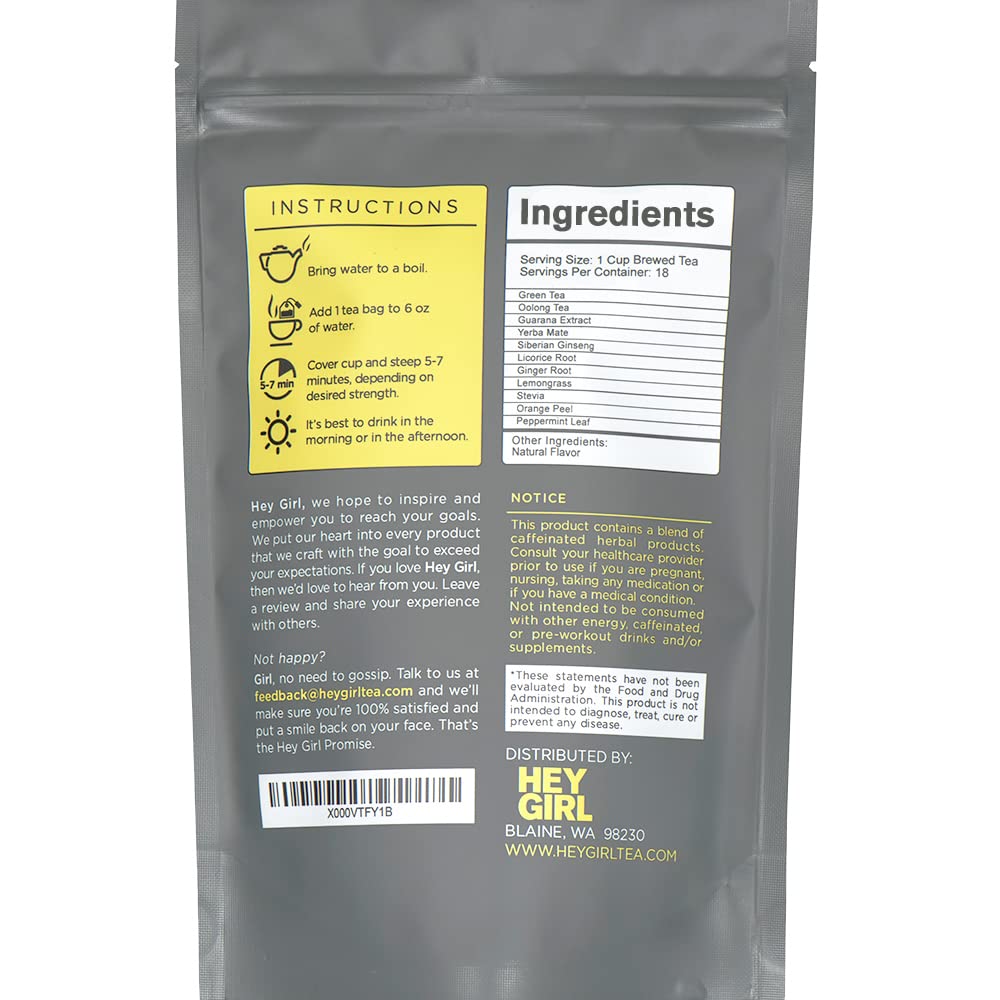 Hey Girl Energy + Immune Tea Bundle - Energize and Boost Vitality with Feel Better Herbal Tea - Immune Support with Echinacea, Elderberry, Vitamin C, Ginseng, and Ginger
