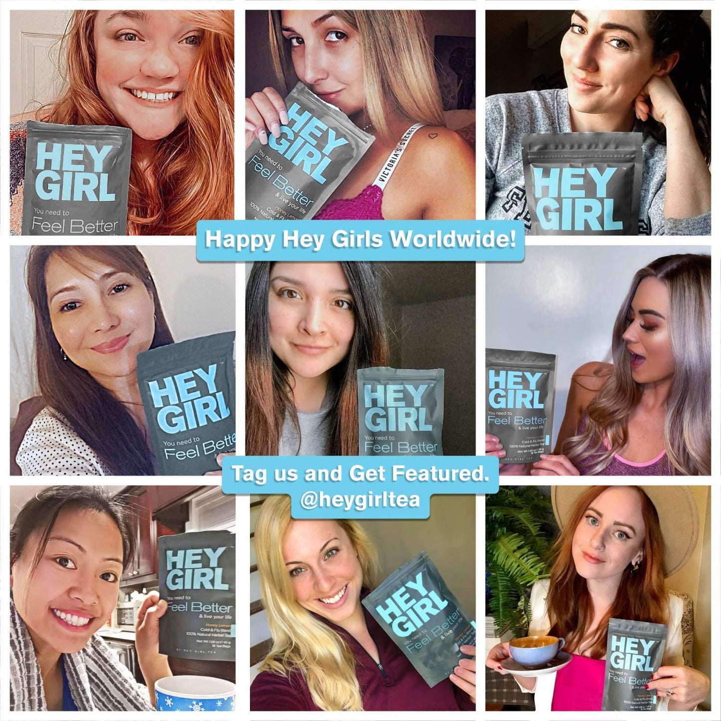 Hey Girl Energy + Immune Tea Bundle - Energize and Boost Vitality with Feel Better Herbal Tea - Immune Support with Echinacea, Elderberry, Vitamin C, Ginseng, and Ginger