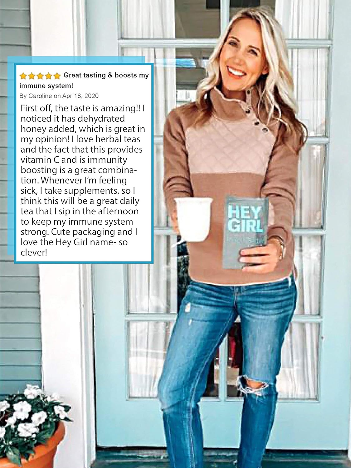 Hey Girl Energy + Immune Tea Bundle - Energize and Boost Vitality with Feel Better Herbal Tea - Immune Support with Echinacea, Elderberry, Vitamin C, Ginseng, and Ginger
