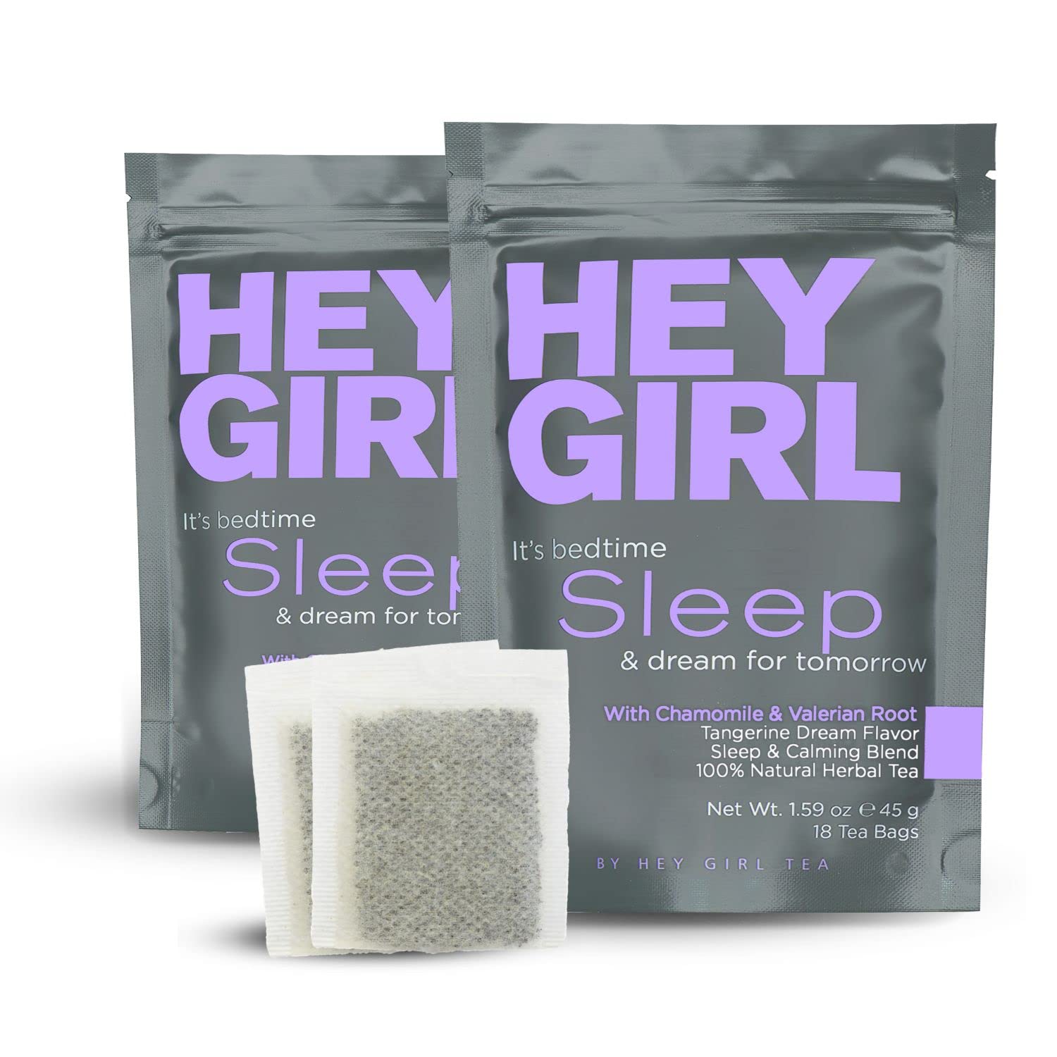 Hey Girl Tea Sleep Tea - Herbal Bedtime Tea with Chamomile, Passion Flower, Valerian Root - Relaxing Night Time Tea for Women - 2-pack Gift Set