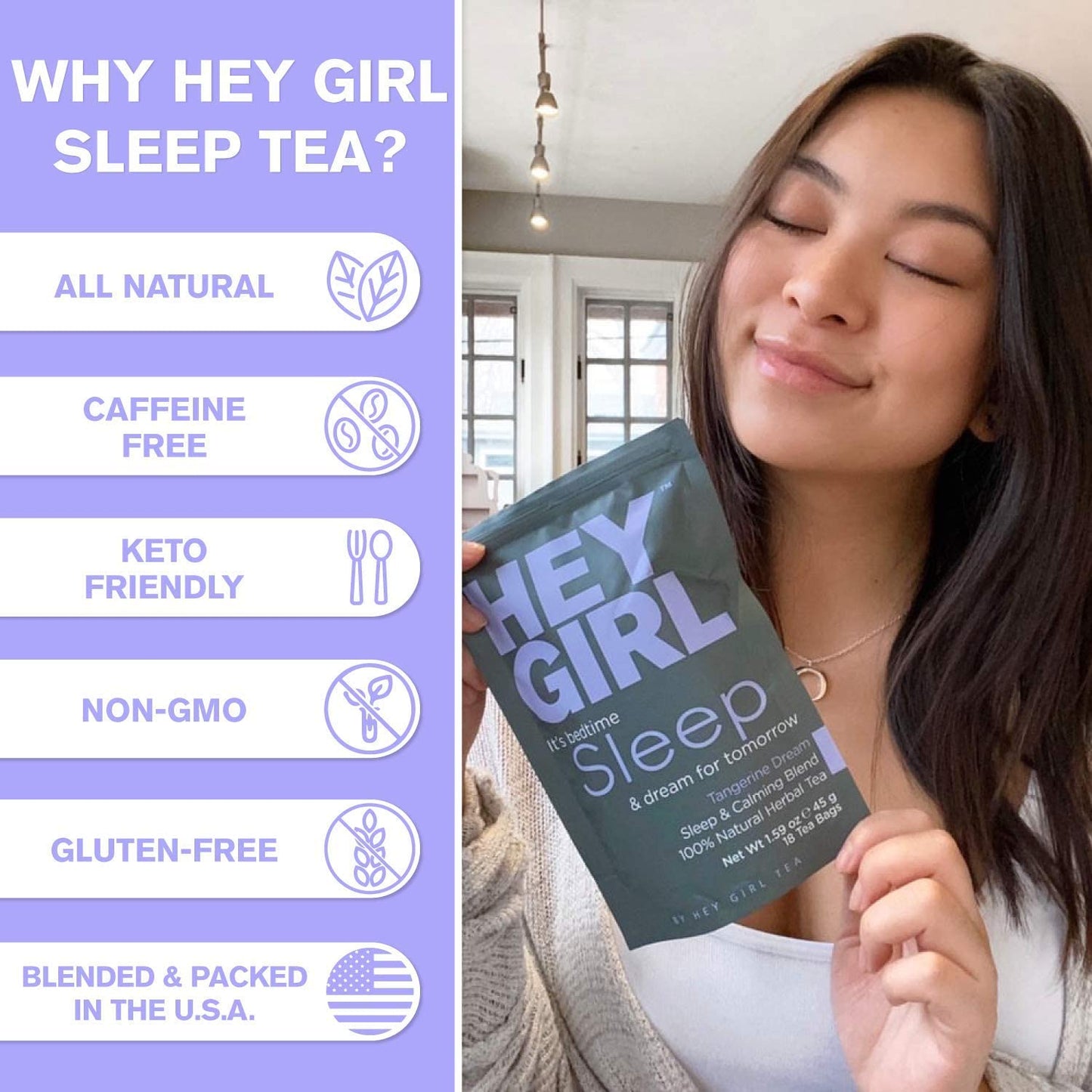 Hey Girl Tea Sleep Tea - Herbal Bedtime Tea with Chamomile, Passion Flower, Valerian Root - Relaxing Night Time Tea for Women - 2-pack Gift Set