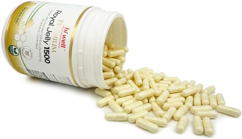 Hi Well Premium Royal Jelly 1500 Vegetarian Capsules - Pure & Natural New Zealand Supplement (Pack of 2)