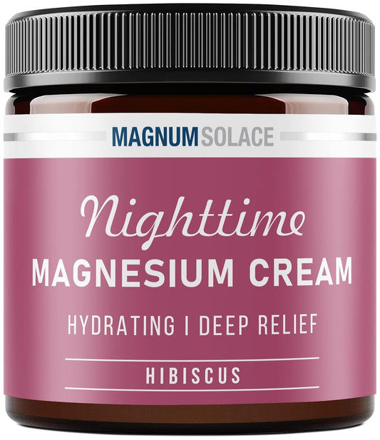 Hibiscus Magnum Solace Magnesium Chloride Cream for Nighttime Leg Cramp Relief & Muscle Soreness - Safe for Kids