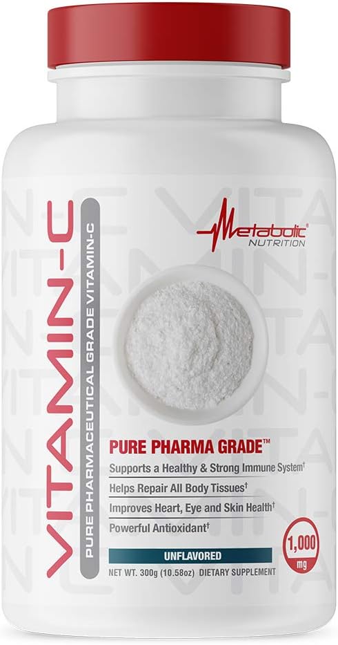 High Absorption 1000mg Vitamin C Supplement - Pure Pharma Grade Ascorbic Acid for Metabolic Nutrition (300g)