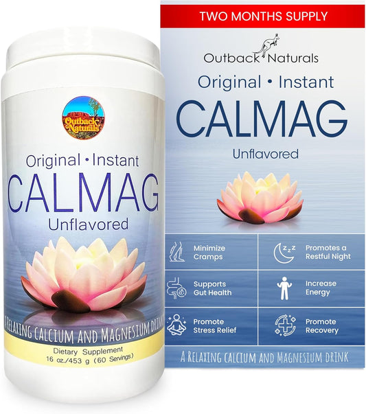 High Absorption 2:1 CalMag Calcium and Magnesium Citrate Powder for Stress Relief, Sleep, and Bone Strength - Unflavored Mineral Drink - 16.5 oz