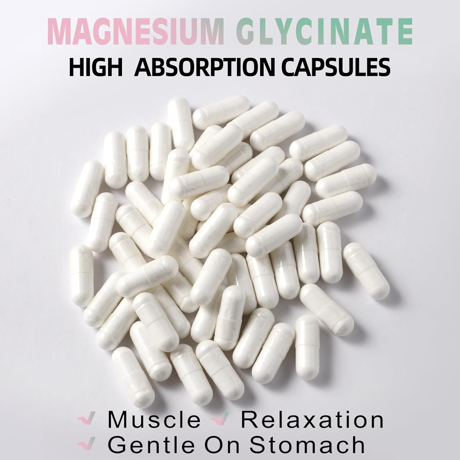 High Absorption 400 MG Magnesium Glycinate Chelated Capsules, Non-GMO, Gentle On Stomach - 90 Vegetarian Capsules