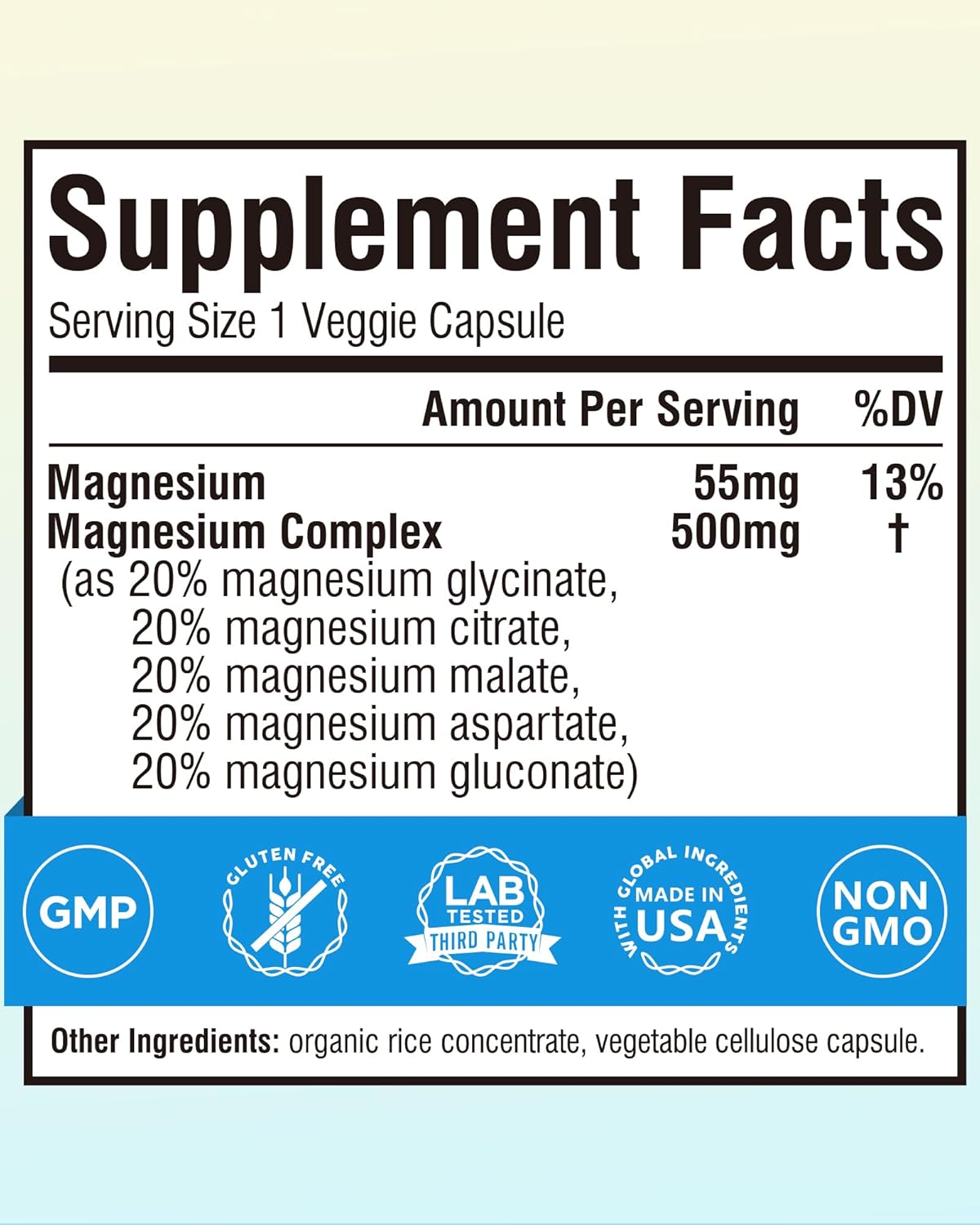 High Absorption 5-in-1 Magnesium Complex Supplement 500mg - Magnesium Glycinate, Citrate, Malate, Aspartate, Gluconate - Non-GMO Vegan Capsules for Sleep & Heart Health - 240 Magnesio Capsules